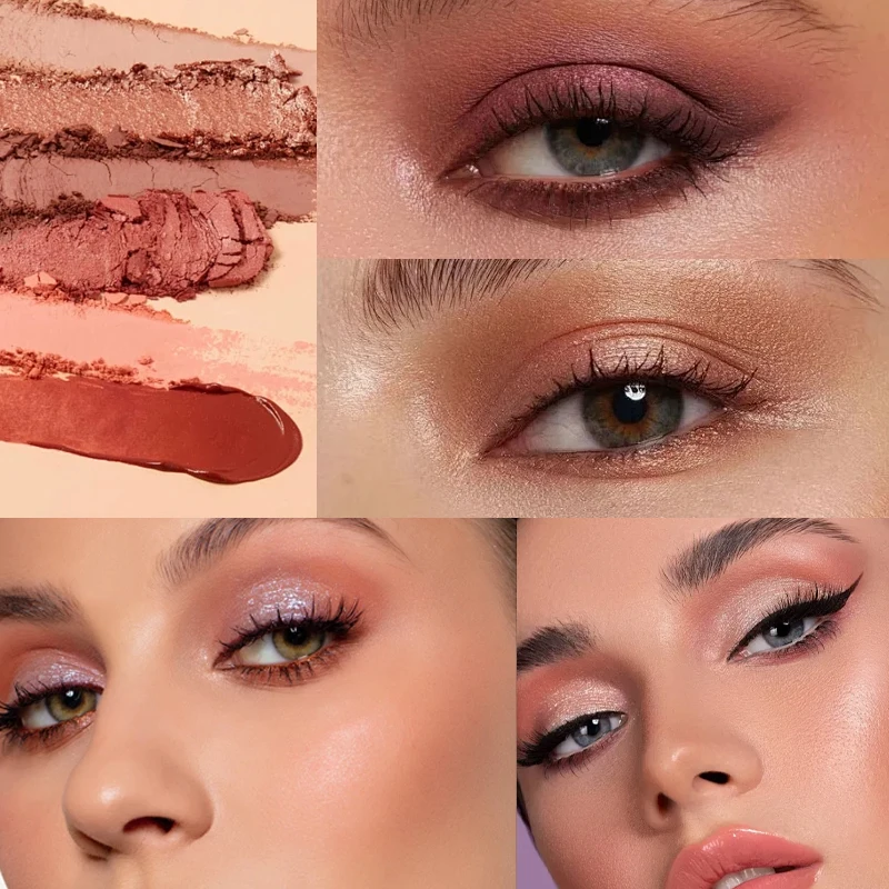 อายแชโดว์พาเลทสี่สีคู่ ความอิ่มตัวต่ํา Matte Pearlescent Earth Color Natural Gradient Blush Eye Shadow