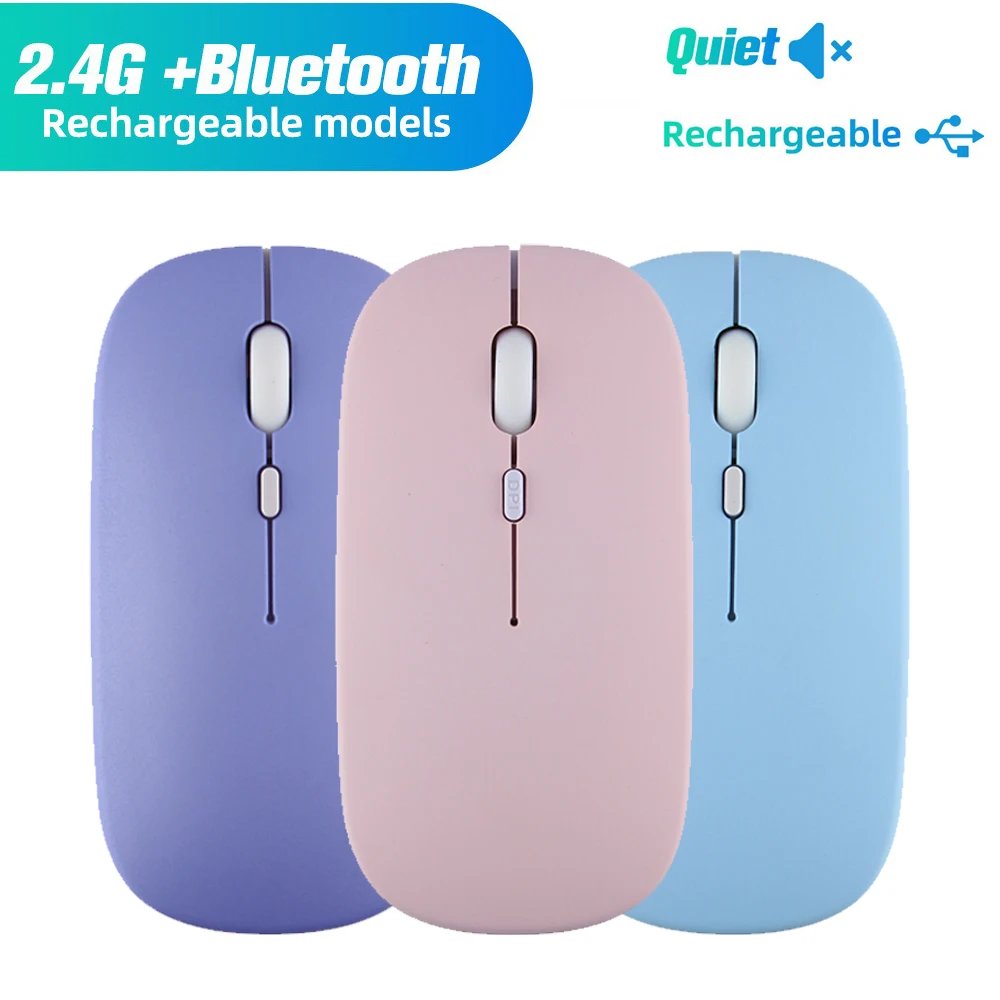 

Rechargeable Mouse Wireless 1600dpi Optical Mice for Tablet PC Computer Gaming Office Silent Bluetooth Mouse with USB Receiver
