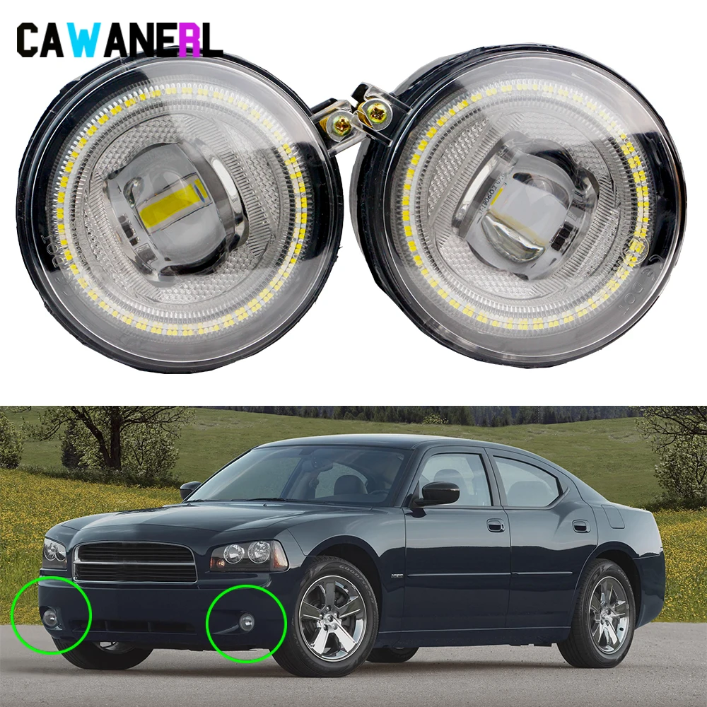 

2 X 30W LED Fog Light Angel Eye DRL For Dodge Charger 2010 Car Driver + Passenger Fog Daytime Running Lamp Accessories