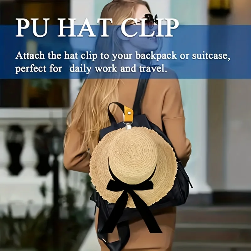 Portátil PU Couro Viagem Hat Clip, Multifuncional Duckbill Hat Holder, Outdoor Sun Hat, Bagagem Bag e Mochila