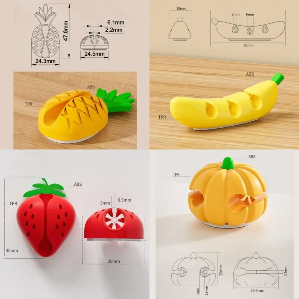 5 pezzi nuovo organizzatore avvolgicavo a forma di frutta TPR supporto per cavo carino zucca banana carota mini protezione per cavi uso domestico
