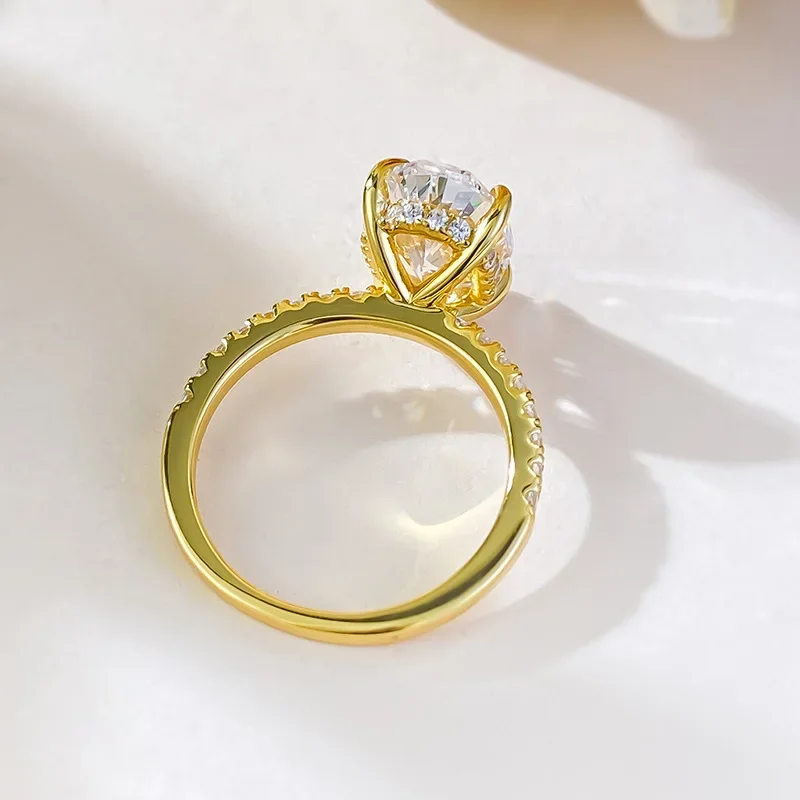 14K Gold Oval Lab Diamond Ring 100% Real 925 Sterling Silver Engagement Wedding Band Rings for Women Bridal Promise Jewelry