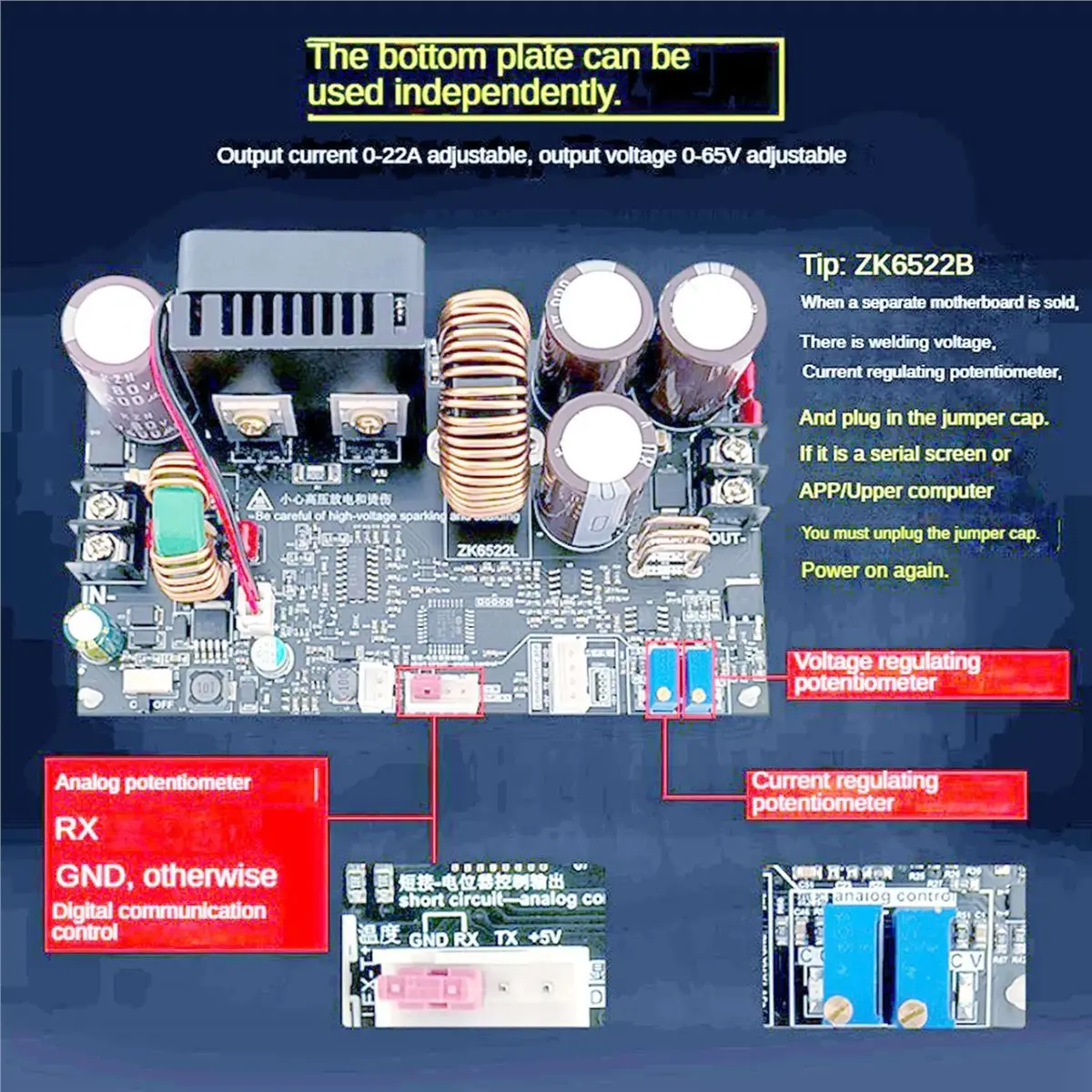SDFC 2X ZK6522C CNC Step-Down DC Power Supply Adjustable Voltage Voltage and Constant Voltage Constant Current Module 1430W