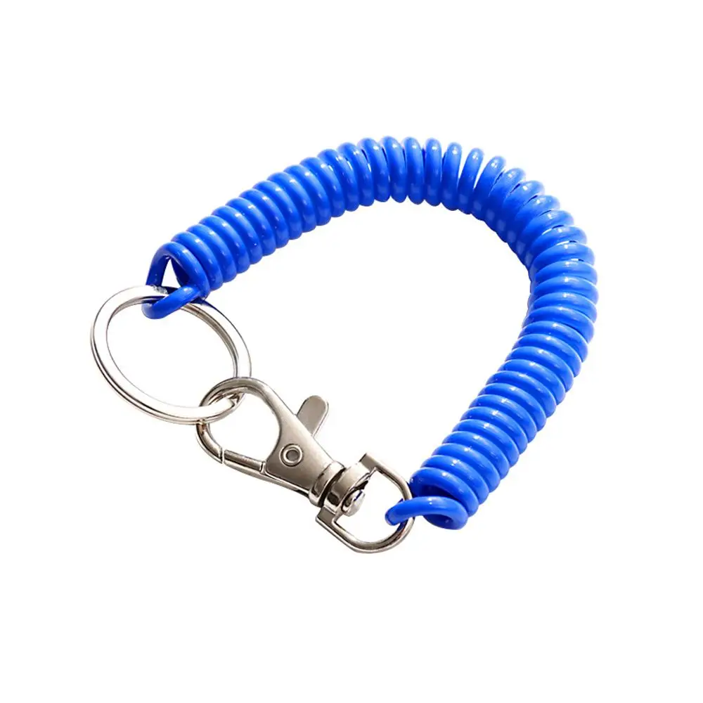 Keyring Unisex Stretch Wristband Spring Lanyard Key Cord Clasp Wrist Coil Spring Rope Key Ring Spiral Stretch Keychain