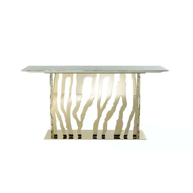 

Stainless steel marble entrance table against the wall entrance table household light luxury strip case end view table corridor