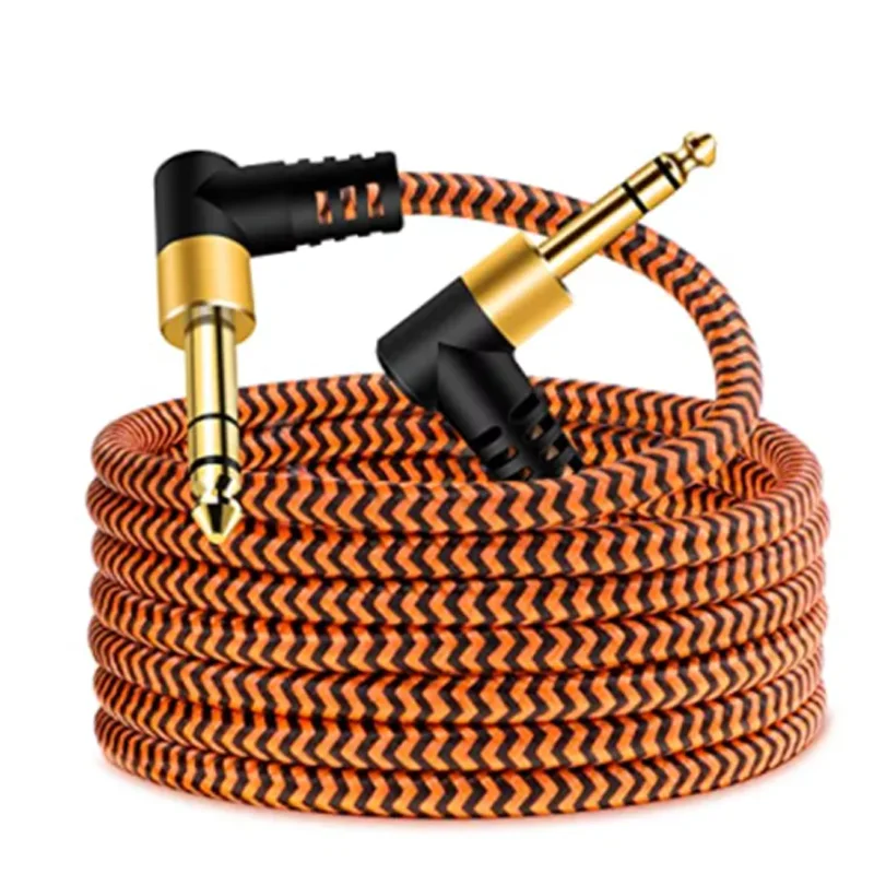 1m/2m/3m 6.35mm do 6.35mm stereo audio kabel zbalansowany trs 1/4 bend do zginania kąt wzmacniacz głośnikowy kabel do gitary keyboard‎