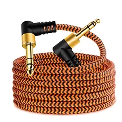 1m/2m/3m 6.35mm to 6.35mm stereo audio balanced cable trs 1/4 bend to bend angle speaker amplifier cable for guitar keyboard‎