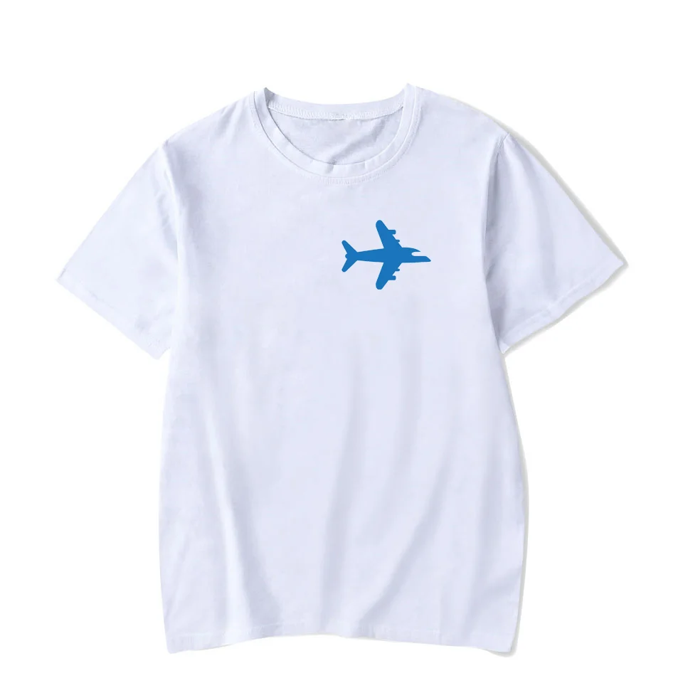 Airplane heartbeat print travel style funny fashion street wear trend casual graphics men women universal short-sleeved T-shirt