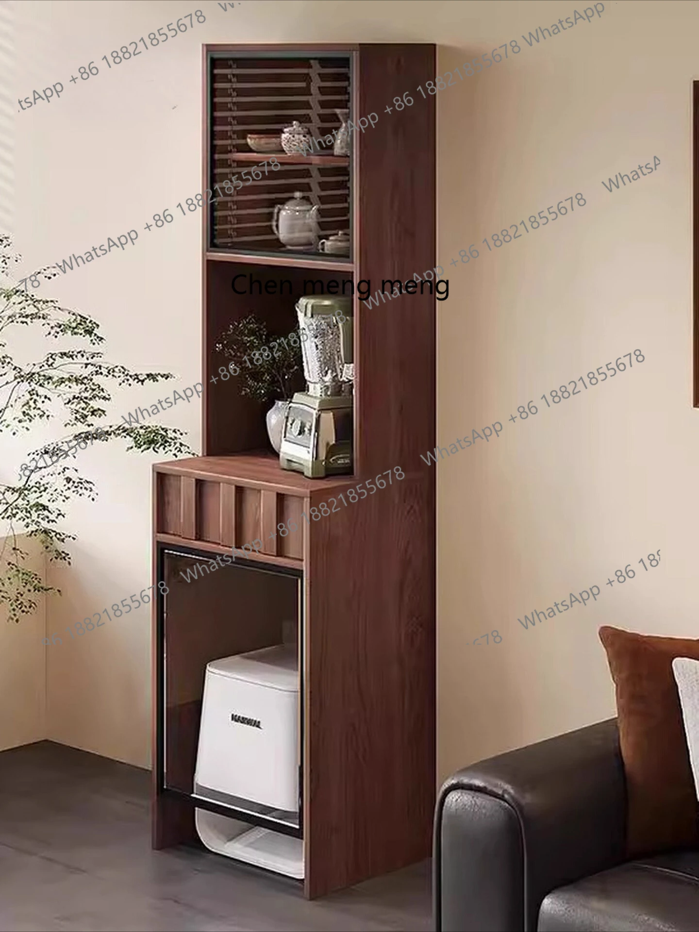 Medieval solid wood sweeping robot storage cabinet floor balcony housekeeping cabinet base station cabinet