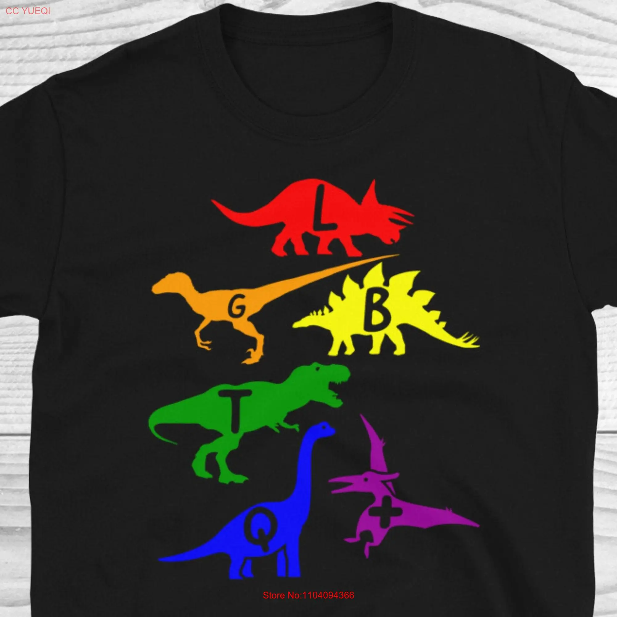 Rainbow Dinosaurs T Shirt Dinosaur Rex Triceratops Velociraptor Stegosaurus Pterodactyl Pride Month LGBTQ tee