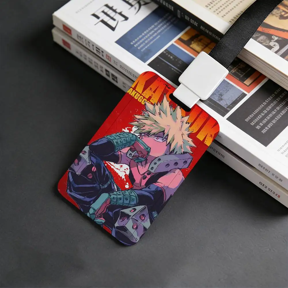 Portatarjetas con dibujos animados de B-Bakugan Katsuki, funda para identificación de estudiante, uso diario, transporte en metro, trabajo, oficina, autobús escolar, protector