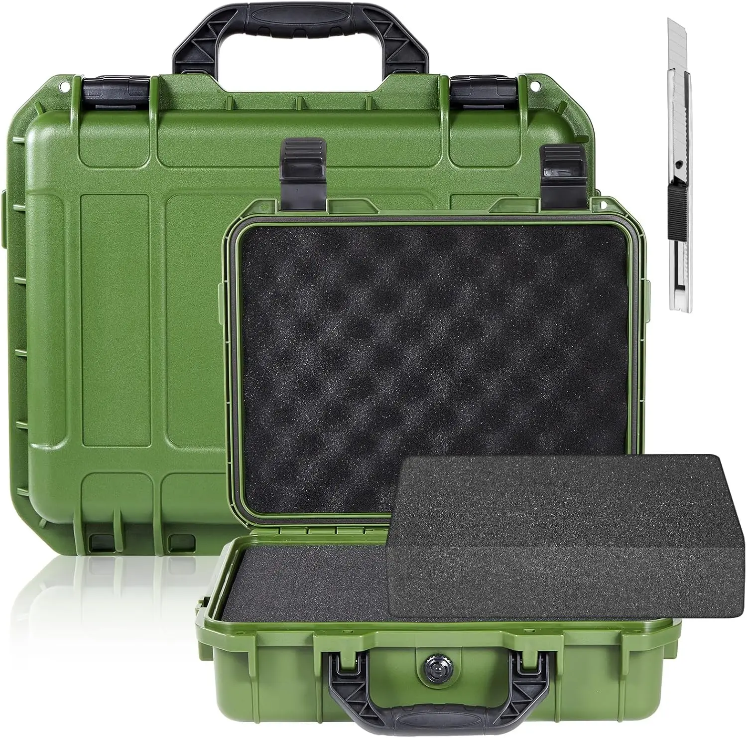 

Hard Case with DIY Customizable Foam Insert for Camera Drones Equipment Tools, 16.3x12.4x6.5 Inch Green