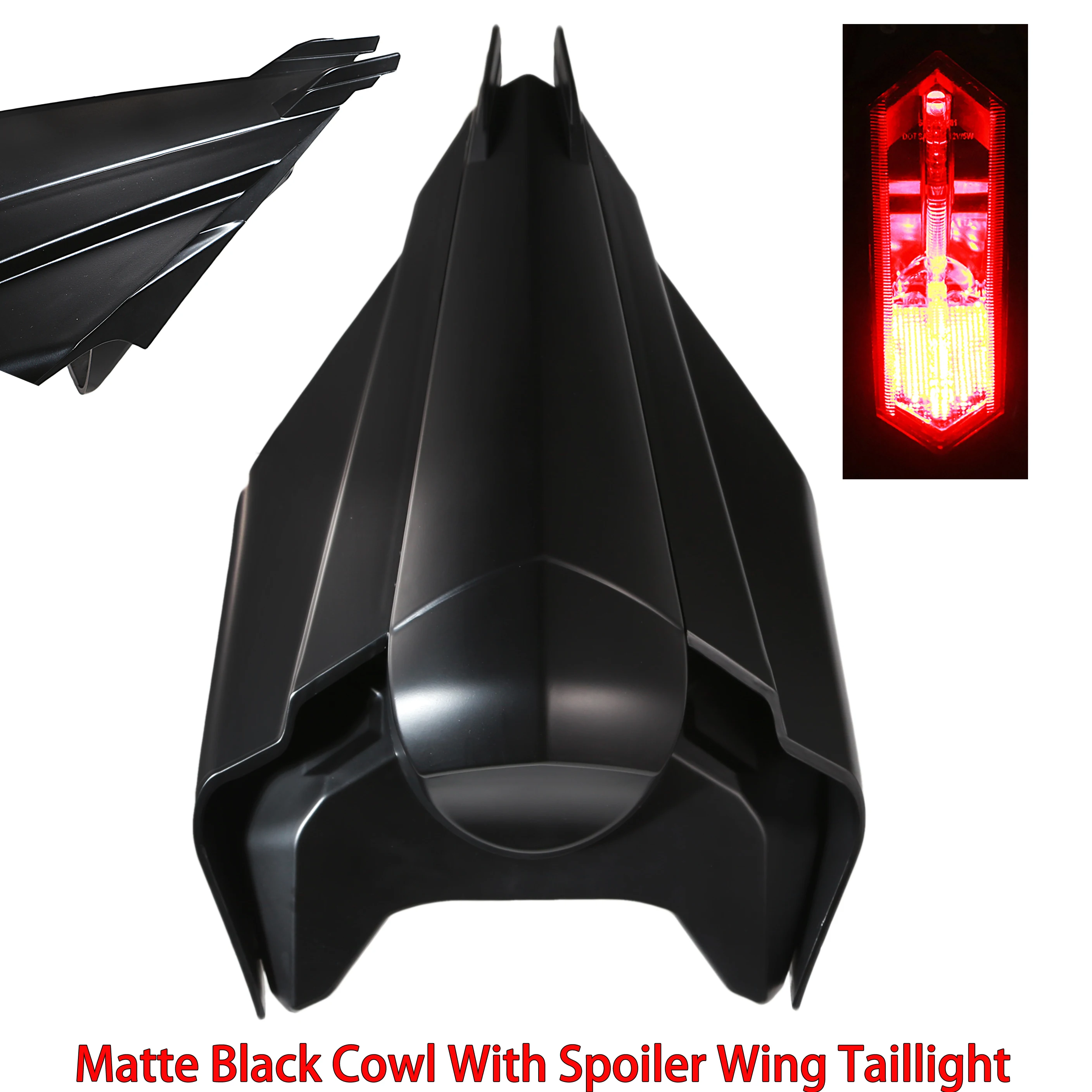 

Rear Passenger Matte Black Tail Section Fairing Cowl With Spoiler Wing Taillight For Honda 19 20 21 22 23 CBR650R