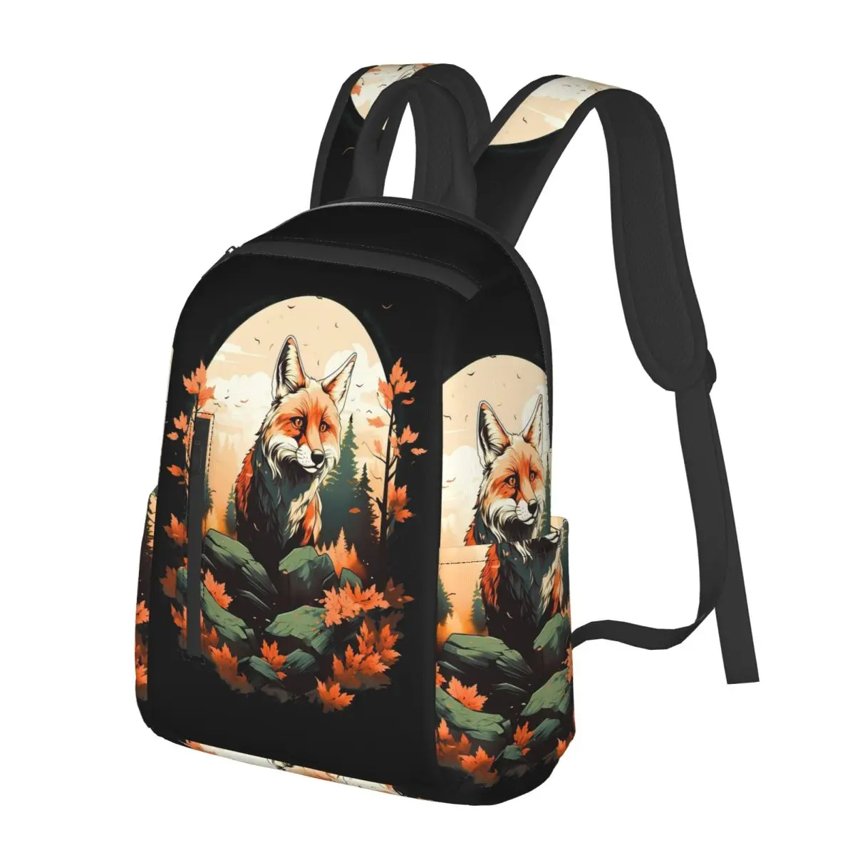 

Beautiful Red Fox In Forest Nature Student Backpack School Bag Hiking Travel Daypack for Boys Girls Bookbag Shoulder Bags