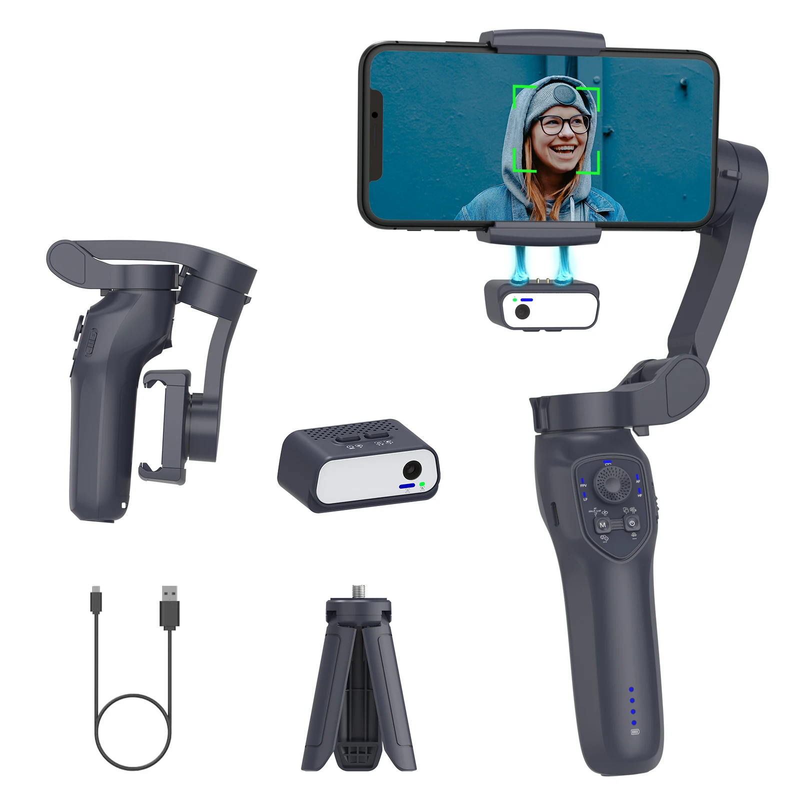 

COMITOK 3-Axis Handheld Gimbal Stabilizer for Smartphone with Fill Light for iPhone Android Face Tracking Tiktok Vlog L7C Pro