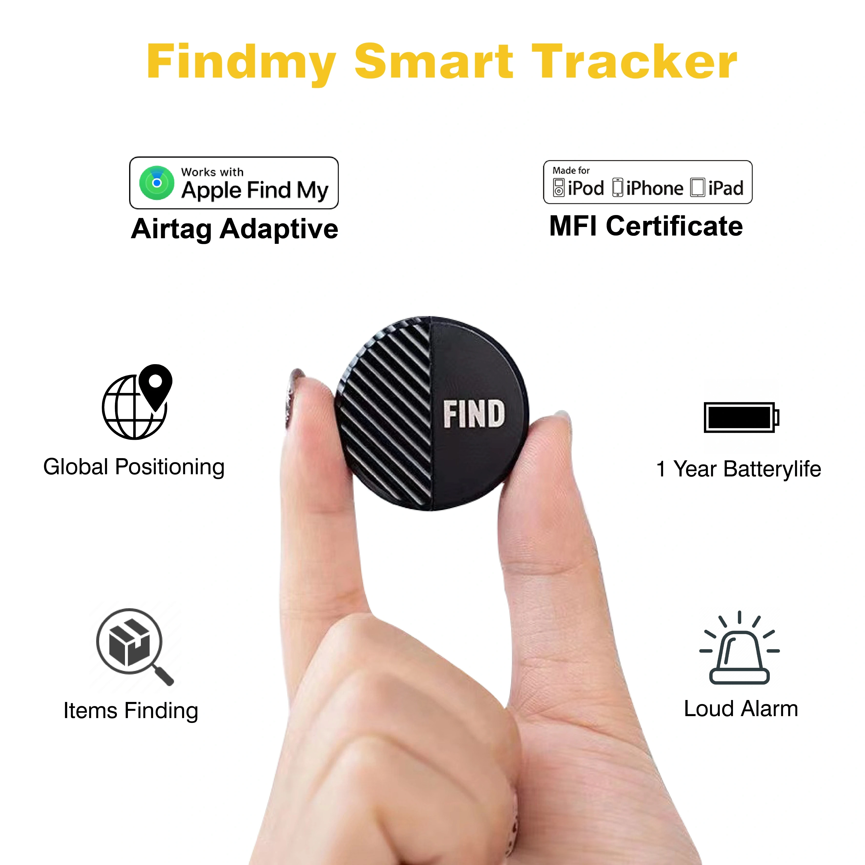 Micflip Airtag Adaptive Apple Mini Smart Tracker Find My Network Key Finder Bag Wallet Pet Car Item Finder Anti Lost Device