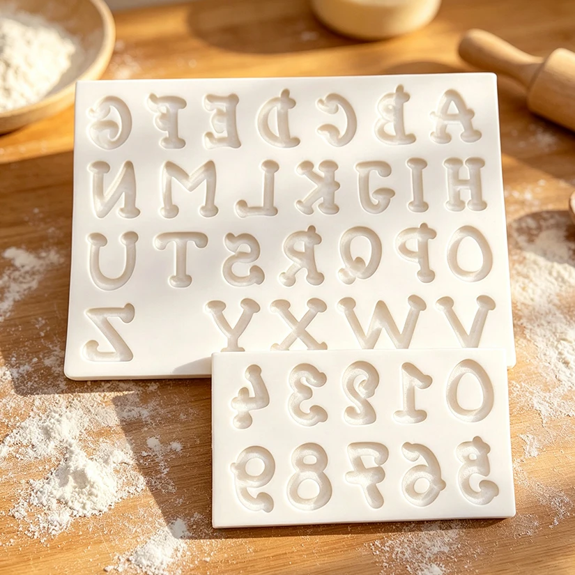 Alphabet Nummer Silikon Sugar craft Form Harz Werkzeuge Cupcake Fondant Kuchen Dekorations werkzeuge – Detail 5