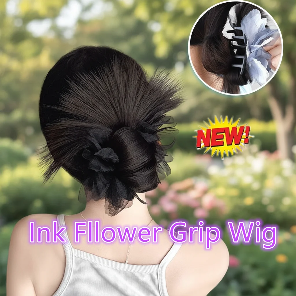 

Elegant Floral Synthetic Claw Clip Hair Bun Ponytail For Women Invisible Short Straight Chignon Hair Accessories With Grip Clips