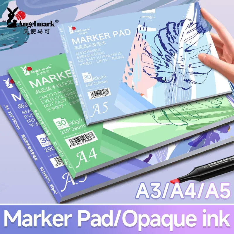 angelmark sketch desenho notepad hand painting book marker pad art supplies 80gsm 30 folhas a3 a4 a5 01