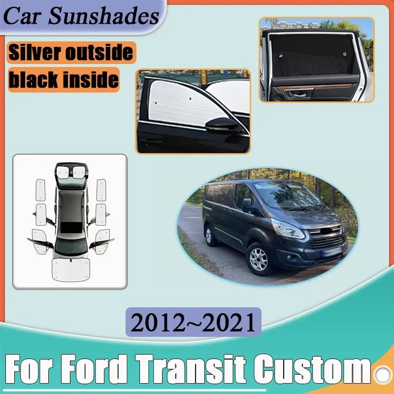 

Солнцезащитный козырек для Ford Transit Custom, аксессуары 2012-2021 SWB, теплоизоляция, защита от ультрафиолета, отражающие наклейки, автомобильные аксессуары
