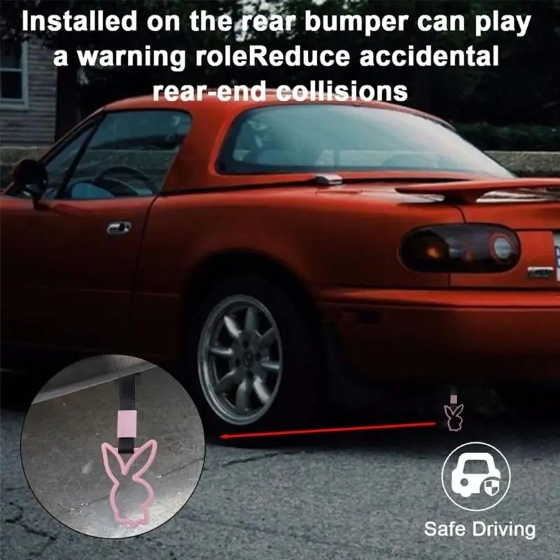 Practical ABS Car Hook With Rabbit Decors Racing Tow Strap Suitable For Both Interior And Exterior Applications New