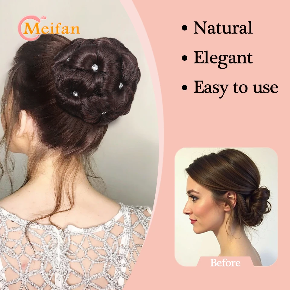 Dziewięć kwiatów kok z włosów Chignon koński ogon kok syntetyczny Rhinestone pazur w kucyk do przedłużania włosów sztuczne włosy dla kobiet