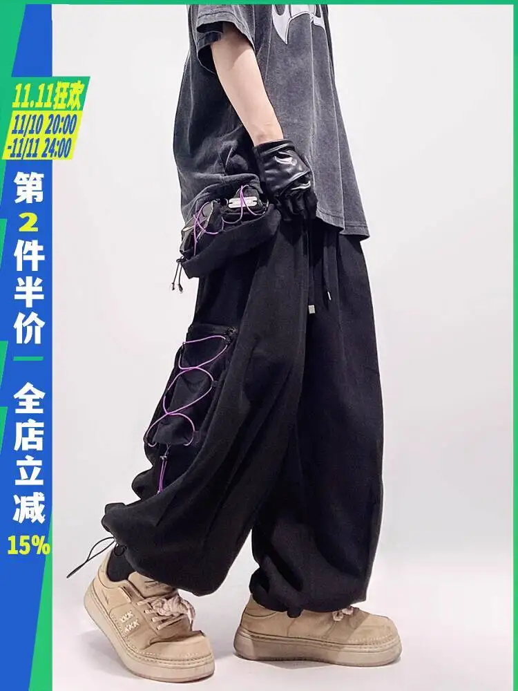 

Unsiex Cargo Pants 2025 New Men's Loose Wide Leg Cargo Pants Plus Size Hip Hop Casual Elastic Length Sweatpants