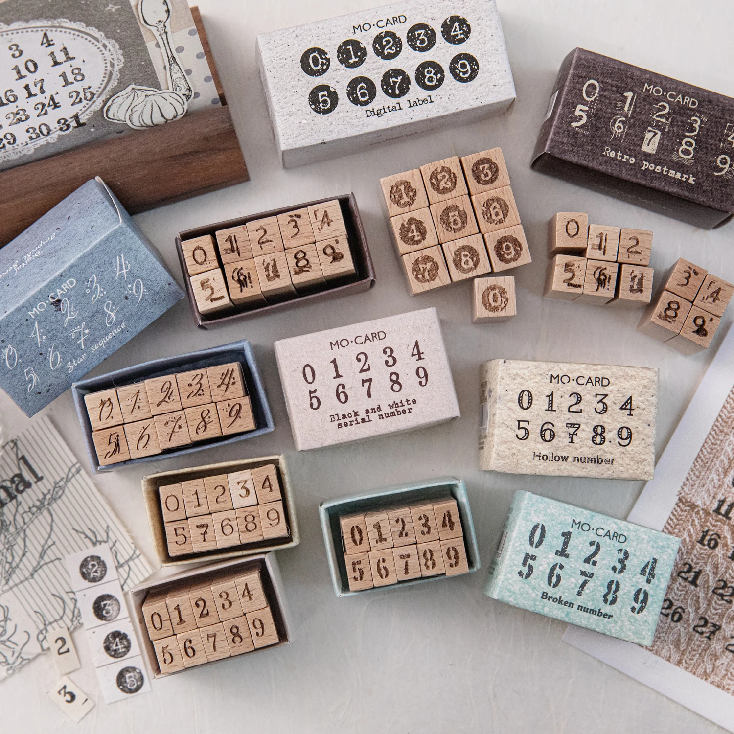 Cute Numbers Wood Stamp Set Typeface Handwriting Printed Design Arabic Numerals Stamping Seal For Scrapbooking And Crafting