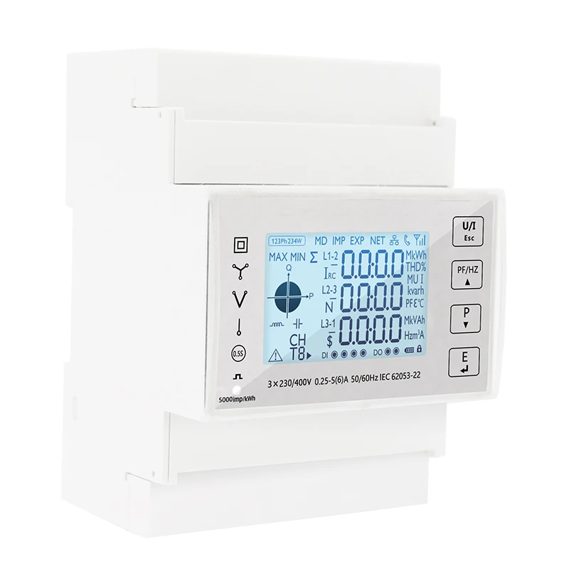 Din ray 3 faz enerji monitörü tüketimi güç ölçer kwh ampermetre ile 3 adet RS485 Modbus 50/100/15/200CT 230VAC