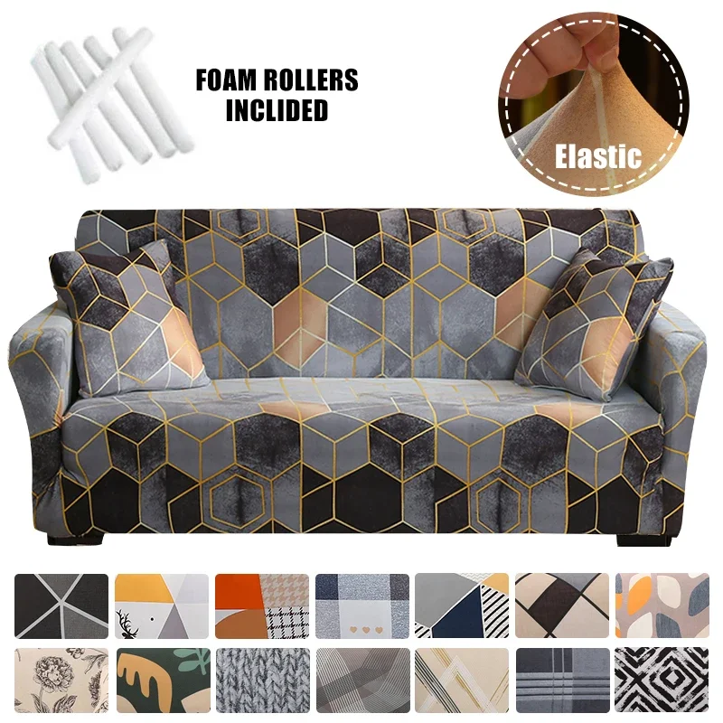 Geometry Sofa Cover for Living Room Stretch Slipcover Couch Cover Chair I Shape Big Sofa Cover 3 Seater Soft Furniture Protector