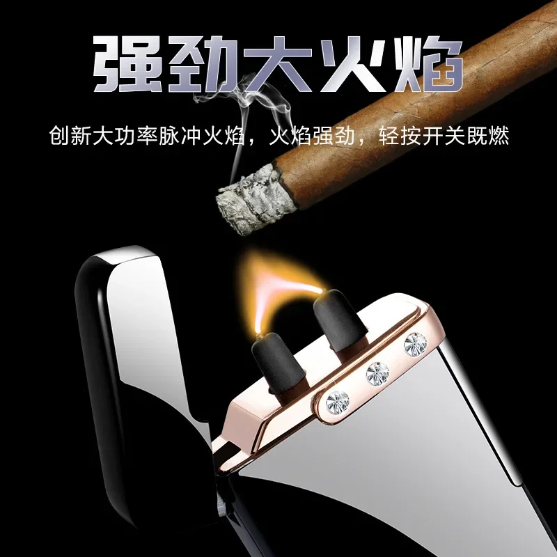 New USB Rechargeable Arc Lighter Large Fire Power Display Windproof Lighter Want To Smoke Cigar Igniter Men\'s Gift Outdoor