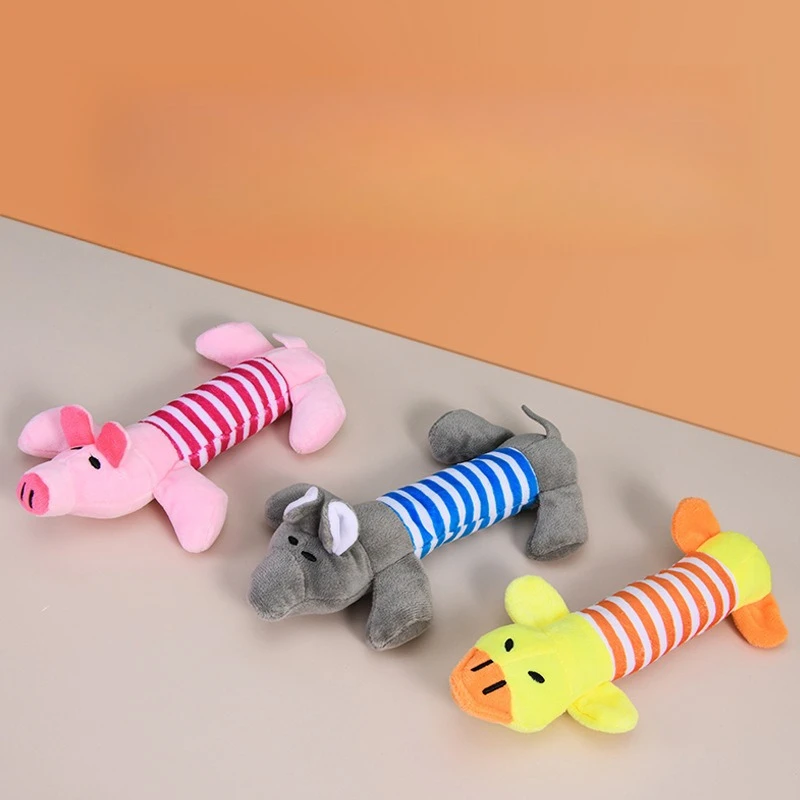 

Cute Pet Dog Cat Plush Squeak Sound Dog Toys Funny Fleece Durability Chew Molar Toy Fit for All Pets Elephant Duck Pig
