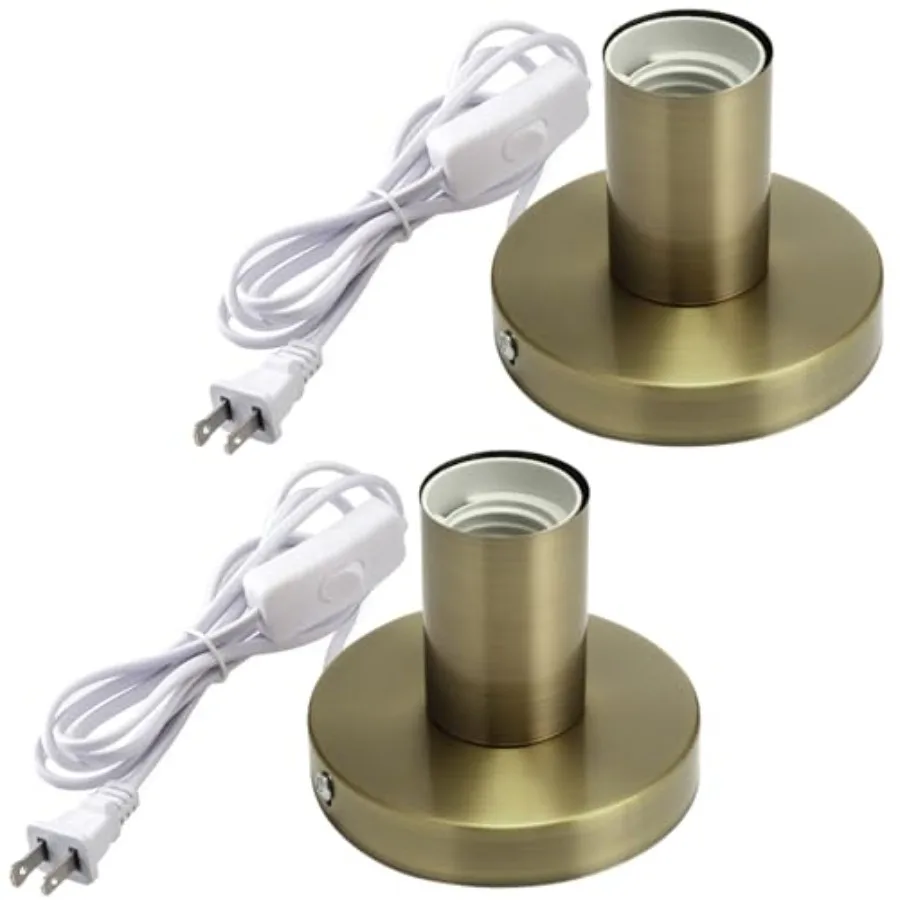 2 Pcs Polished Metal Desktop Lamp Base E26 E27 Screw Light Bulb Holder Sockets Night Light Base Lamp Replacement for Holding Bu