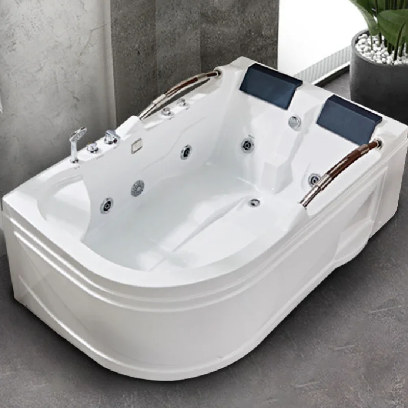 Two-Person Acrylic Whirlpool Jacuzzier with Two-Handle Waterfall Massage Bathtub Double Pillow Sanitary Tub