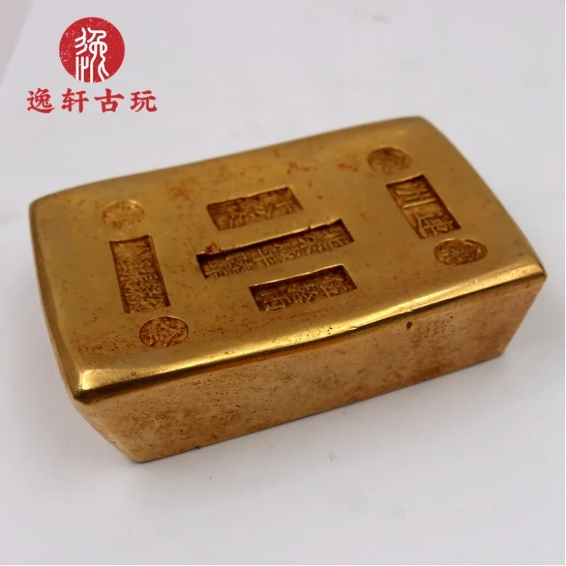 Ancient nuggets , Northern Song Dynasty 50 taels gilded 2.5kg ingots, Qing and Ming gold bricks decorat