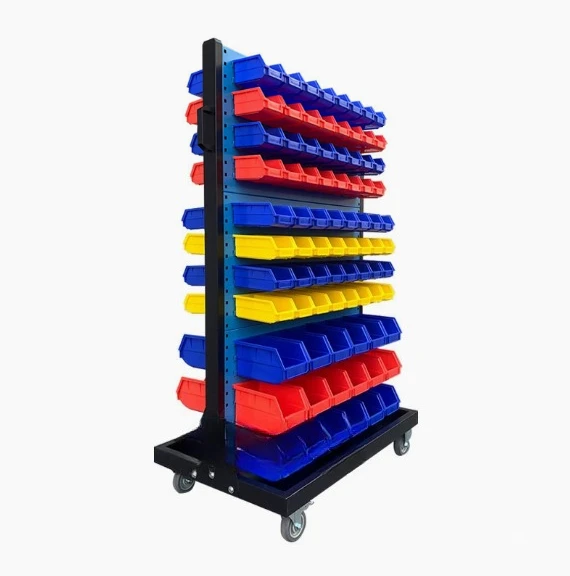 Multi-Compartment Plastic Toolbox Stand 5 Convenient Storage Cart Solution for Tools