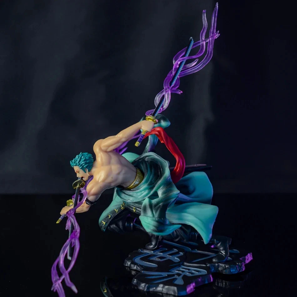 โมเดลวันพีซ ซีรีส์สามพันโลก โซลอน สามมีด ฟลอว์ ดับเบิ้ลเฮด คาร์วิ่ง ไทด์เพลย์ แบบพกพาและตั้งโต๊ะ