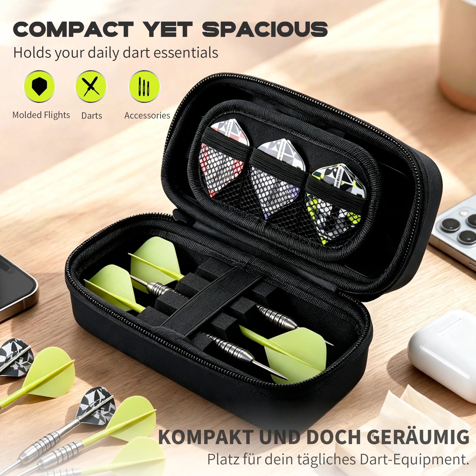 Dart Carrying Cases Darts Protective Case Darts Organizer with 6 Elastic Bands Multipurpose Dart Storage Holder Carrying Bag