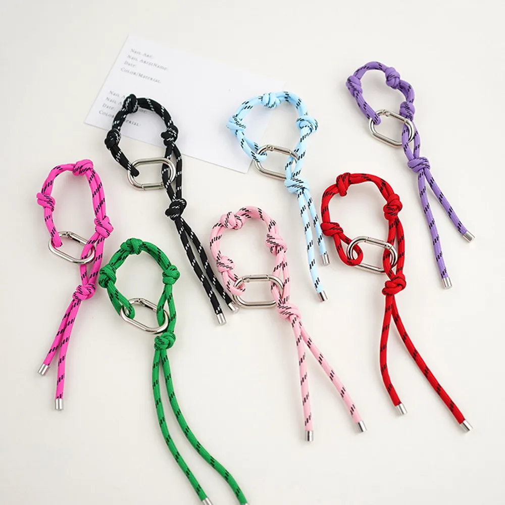 Fashion Braided Lanyard Keychain Handmade Woven Ropes Bag Pendant Accessories Gifts Anti-Lost Nylon Rope Keyring For Women Men