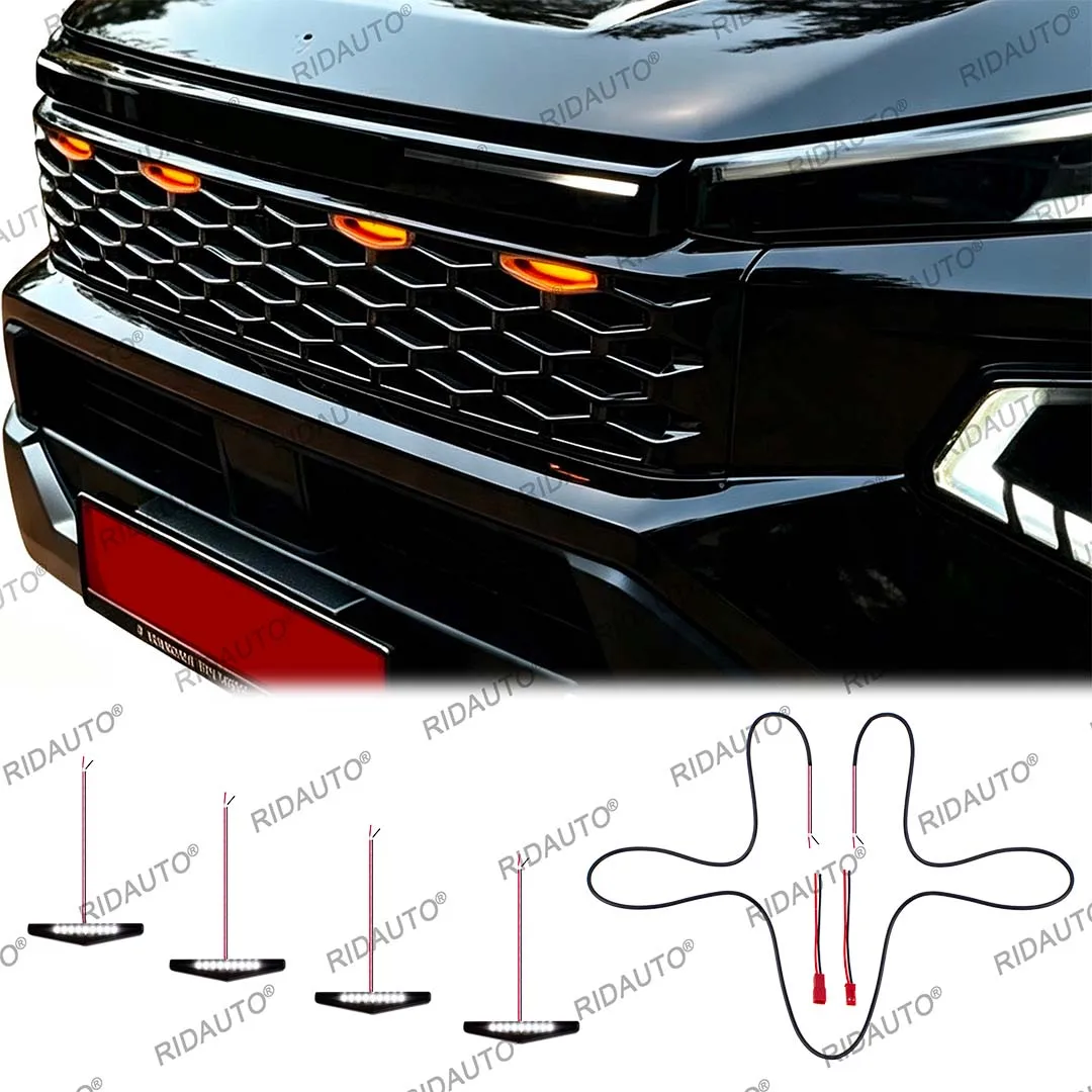 4 Stück bernsteinfarbene und weiße Aftermarket-LED-Leuchten für Pickup-Kühlergrill, DIY-Leuchte für Hilux Travo 2026+ Prerunner & 4TREX Auto-Beleuchtung – Detail 2