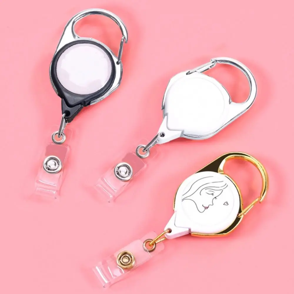 Square Nurse Badge Holder Keyring Clips Name Tag Retractable Badge Reel Anti-Lost Keychain Easy To Pull Buckle Office Suppliers