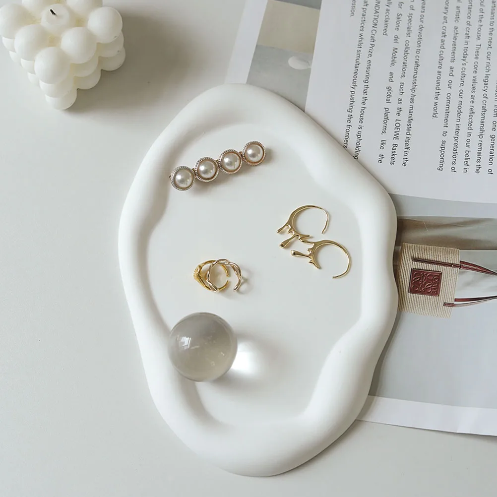 

Tray Room Decor Jewelry Key for Women Plaster Ring Dish Holder Office Cloud Shape Plate