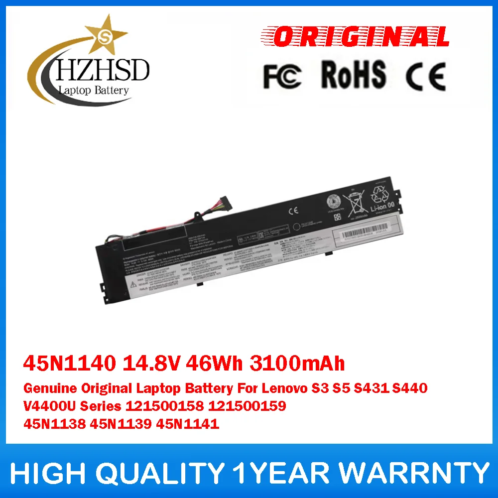 45N1140 14.8V 46Wh 3100mAh حقيقية الأصلي بطارية الكمبيوتر المحمول لينوفو S3 S5 S431 S440 V4400U سلسلة 121500158 121500159 45N1138