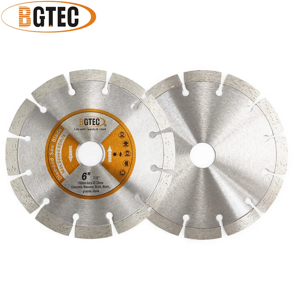 

BGTEC 1/2/5pcs Saw Blade Cutting Plate 150mm 6inch Porcelain Granite Marble Masonry Concrete Stones Tile Dry Cutting Disc