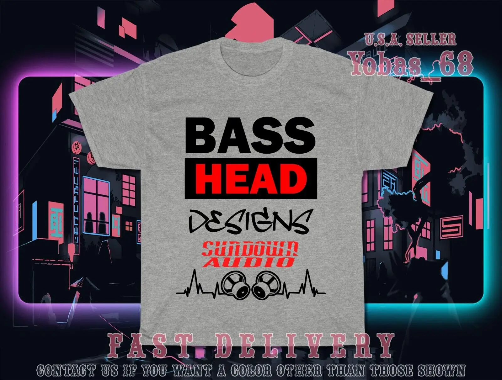 SUNDOWN AUDIO Basshead Logo Men's T-Shirt American T-Shirt