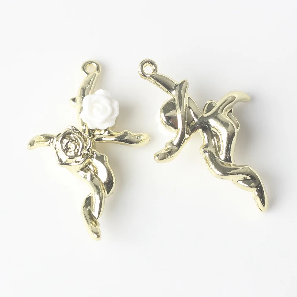 40pcs Vintage Silvery Color Pendant Charms Diy Rose Flower Necklace Earrings Jewelry Pendants Handmade Jewelry Making Findings