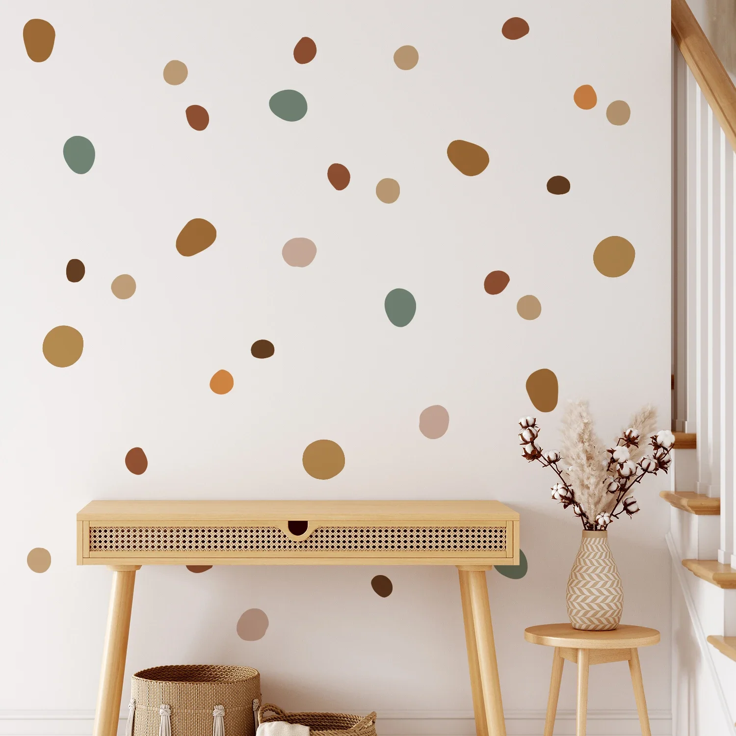 New Boho Nursery Polka Dot Creative Wall Stickers for Kids Room Baby Girls Boys Room Home Decor Nordic Warm Vintage Stickers