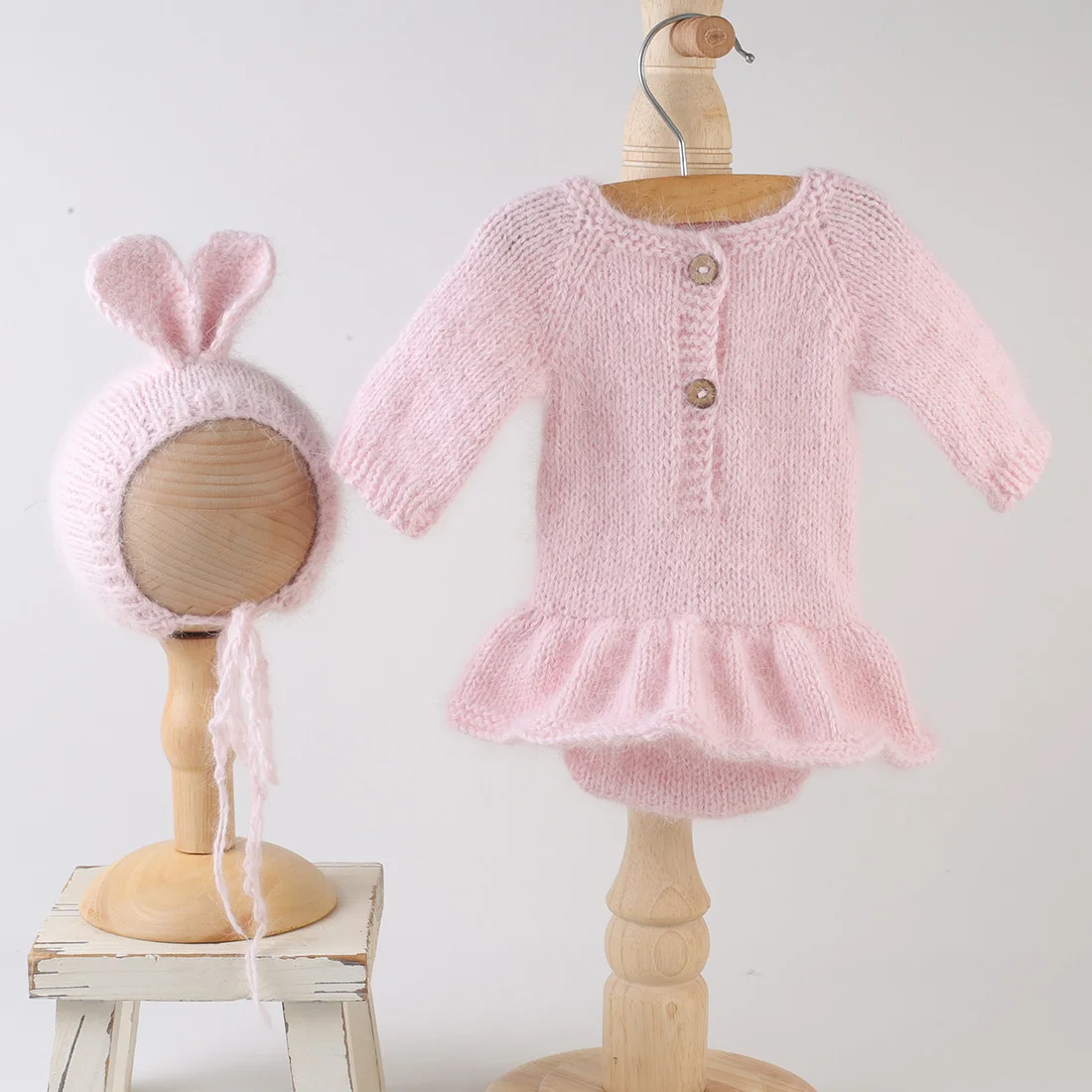 Knitting Angola Dress Baby Girl Skirt Newborn Girl Outfit Baby Boy Photography Costumes Knitted Newborn Romper Photo Props