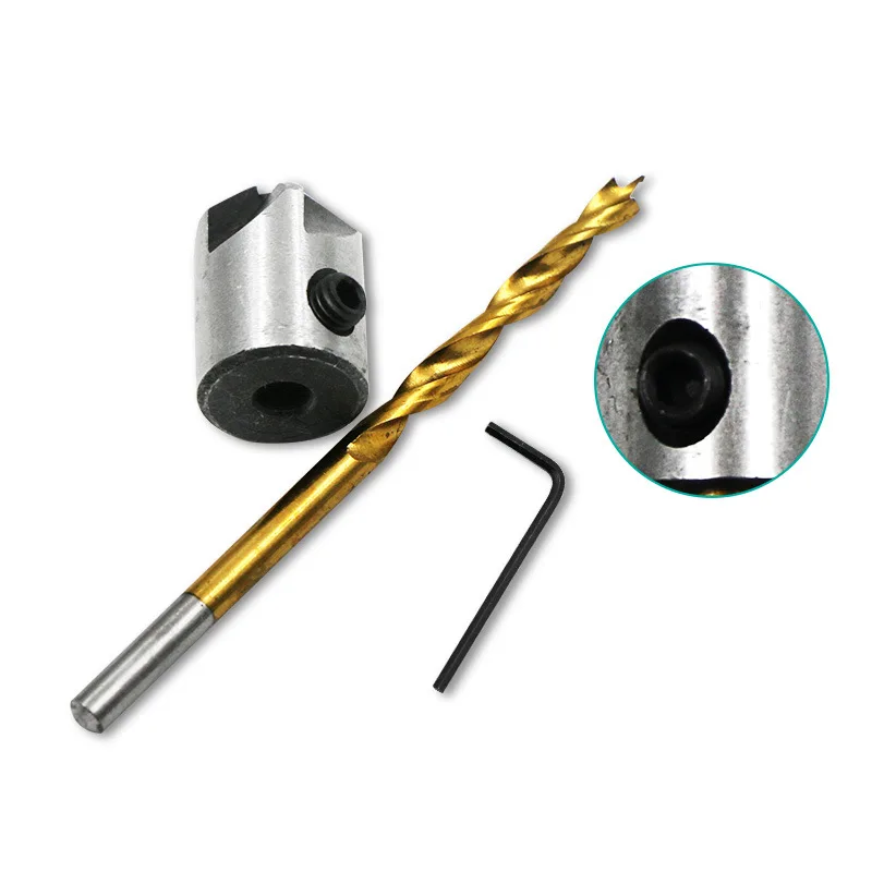 4/7 pz 3-10mm titanio placcato HSS 5 flauto svasatore punta da trapano Set carpenteria alesatore lavorazione del legno smusso fine fresatura foro legno