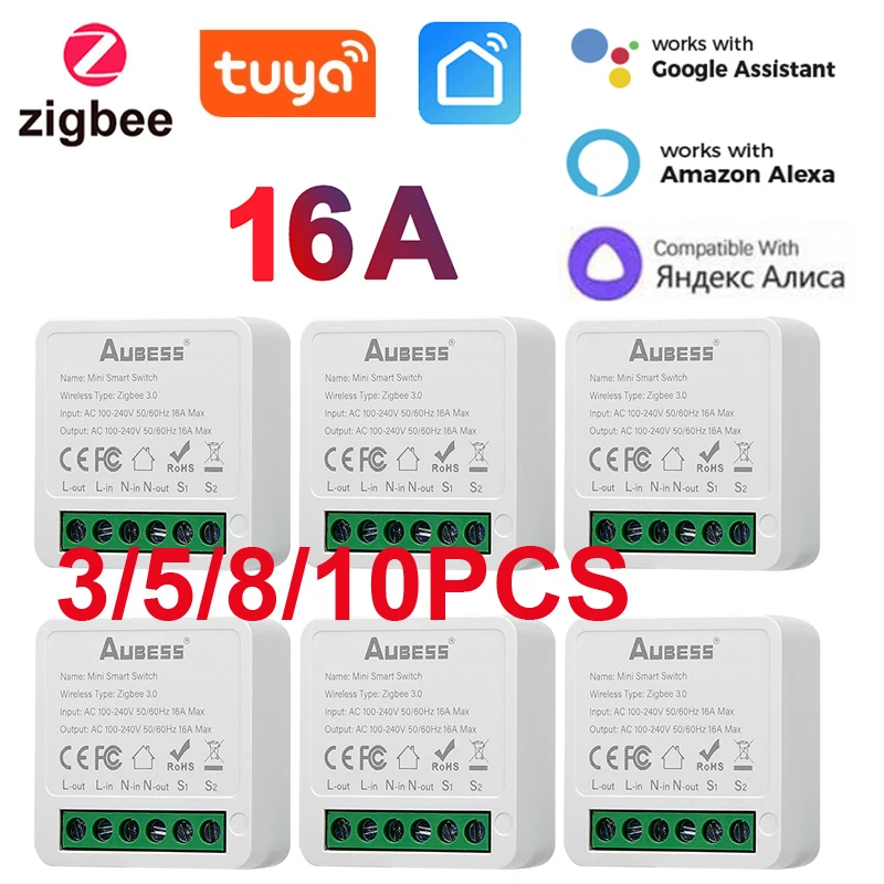 Мини-переключатель Tuya Zigbee, беспроводной переключатель для таймера Tuya Smart Life, автоматизация, работа с Alexa Google Home Alice, 3,0 Мини-переключатель Tuya Zigbee, беспроводной переключатель для таймера Tuya Smart Life, автоматизация, работа с Alexa Google Home Alice, 3,0